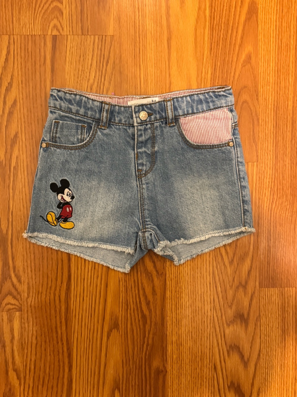 Zara Light Blue Denim Shorts with Mickey Patch